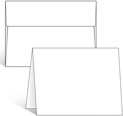 Ohuhu Blank White Cards and Envelopes 200 Pack - 4.25 x 5.5 Heavyweight Folded Cardstock and A2 Envelopes for DIY Greeting Cards Wedding Birthday Invitations Baby Shower Thank You Cards and More