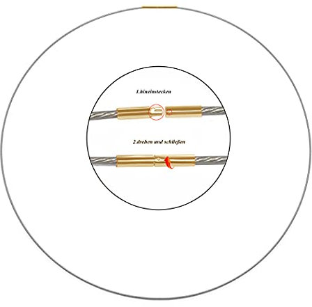 Edellis Collier Edelstahl Halsreif | Einreihiger Stahlreif mit goldplattiertem Bajonett Drehverschluß Ø 1.8 mm | Halsreif für Anhänger (45)