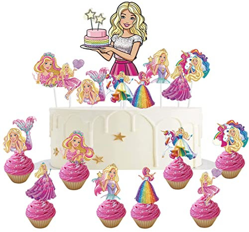Princess Doll Cake Toppers for Girls,17Pc Princess Happy Birthday Cake Toppers,Girls Princess Birthday Cake Decorations,Princess Cupcake Toppers for Girl,Kids,All Ages Birthday Princess Party Supplies
