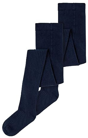Name It Nknpantyhose Rib 2P Noos, Collant Unisex - Bambini e ragazzi, Grigio (Dark Grey Melange), 122-128