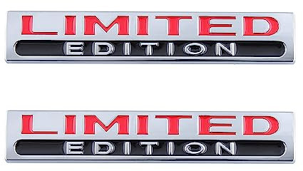 2 Stück Limited Edition Emblem für Autoabzeichen Aufkleber Kofferraum Heckaufkleber (Silber Rot)