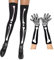 AWOCAN Halloween-Skelett-Handschuhe, Strümpfe-Set, lange Handschuhe, Halloween-Party, Kostüm, Cosplay, 2 Stück, A, Einheitsgröße