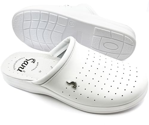 Ciabatte Sanitarie Anatomiche per Uomo Pantofole in Vera Pelle Zoccoli per Sanitari Scarpe Antiscivolo per Lavorare Made in Italy (43)