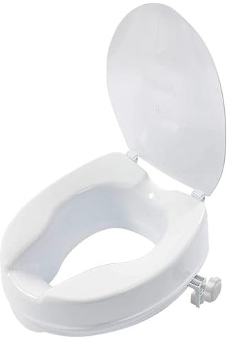 Toilet Seat Riser with Lid, Raised Toilet Seats for Elderly, Adaptable to Oval Toilets, Attachable Elevated Toilet Seat for Elderly and Disabled People (6 inch)