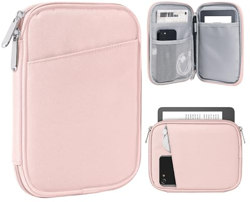 TiMOVO 6-7 Pouces Housse pour Tablette, Paperwhite/Colorsoft Signature Edition, Housse Protectrice avec Pochette pour Liseuse Électronique/Oasis et Appareils Kobo, Rose