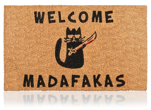 Felpudo Madafakas de Fibra Coco - 70x40cm - Felpudos Antideslizantes - Felpudos Originales para la Entrada a Casa, Pasillos, Puertas de Exterior - Accesorios para el Hogar - Material Resistente