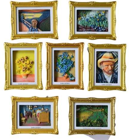 Fridge Refrigerator Magnets Picture Frames, Vintage Style Open the Back Cover and Directly Insert For Photos, Paintings, DIY Specimens, Etc. It Can Placed On the Table,Stuck on Fridge (1, golden)