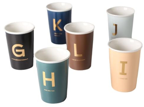 CAPIJIONG 1 taza de café moderna minimalista de 300 ml, diseño nórdico mate, taza de cerámica sin asa, con letra inglesa, al azar