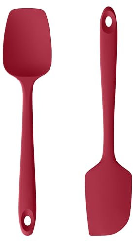 U-Taste Silicone Spatula Set of 2: 315℃ Heat Resistant Flexible Seamless Rubber Spoon Spatula, Baking Cooking Kitchen Utensil with Nylon Core for Nonstick Cookware Mixing Stirring Scraping (Red)