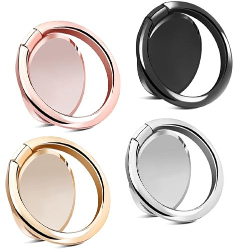 Finger Ring Stand, Pack of 4 Universal Thin 360 Degree Rotation Phone Rings, Cell Phone Ring Holder Stand, Compatible with All iPhone & Android Smartphones
