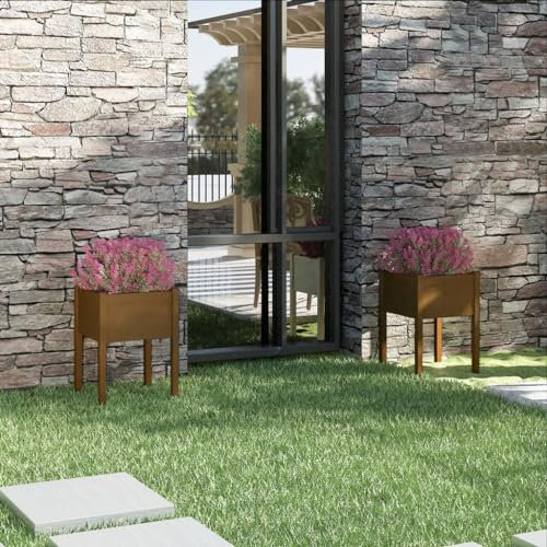 JHQHSM Fioriere 2 pz, Cassetta per piante Vaso da giardino Vasi per piante Fioriere da esterno Rialzato da giardino Adatto per Patio Giardino Balcone Ambra 50x50x70 cm in Legno Massello di Pino