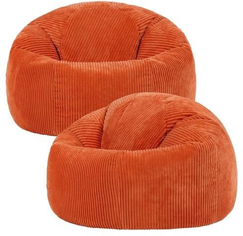icon Kingston Cord Bean Bag with Filling Included, Set of 2, Orange