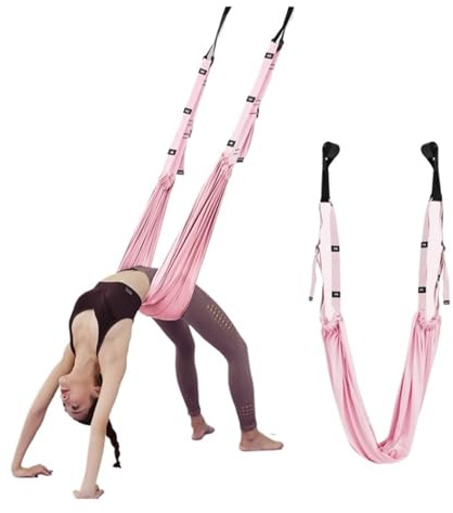 Hamaca De Yoga Aéreo Correa de Yoga aérea ajustable, hamaca, columpio, correa de estiramiento, inversión antigravedad, cinturones de hamaca de Yoga, dispositivo de entrenamiento de gimnasia(Pink)