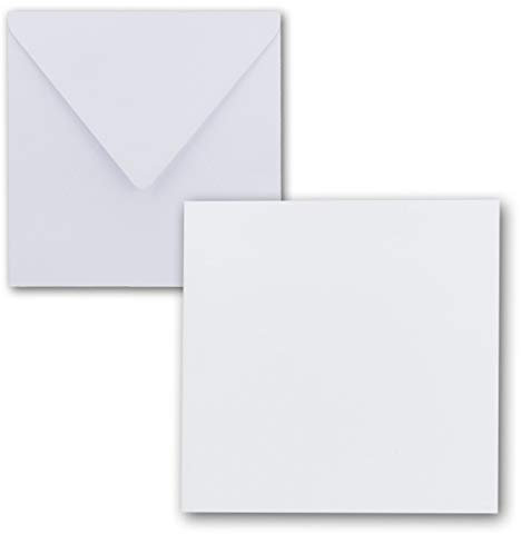 FarbenFroh by GUSTAV NEUSER - Juego de tarjetas individuales cuadradas de 15 x 15 cm, con sobres, papel de estraza, 25 unidades, para tarjetas de felicitación y más, color blanco