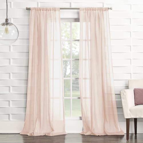 No. 918 Tayla - Tenda a pannello semitrasparente con tasca per bastone, 127 x 213 cm, colore: rosa cipria