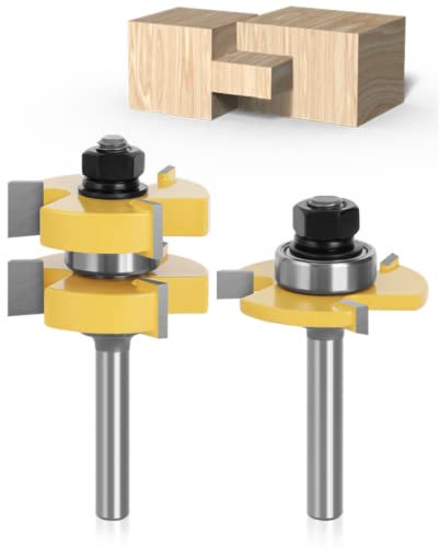 APLUS 8mm Queue Langue Appariée et Fraise de Rainure Set 3 Dents Forme T Cutter en Bois de Coupe Outil de Travail du Bois