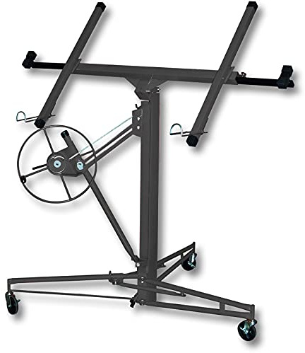 BTGGG 11FT Heavy Duty Plasterboard Lifter Drywall Lifter with Wheels, Hoist Panel Plaster Board Lift (Black)