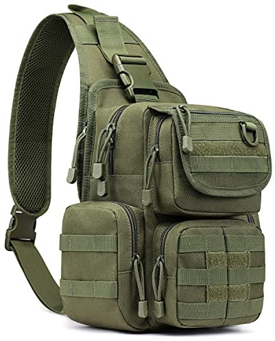 G4Free Taktisch Brusttasche Military Schultertasche Chest Sling Pack Molle Armee Crossbody Bag Militärisch Umhängetasche Single Strap Rucksack für Reisen Wandern Camping Trekking
