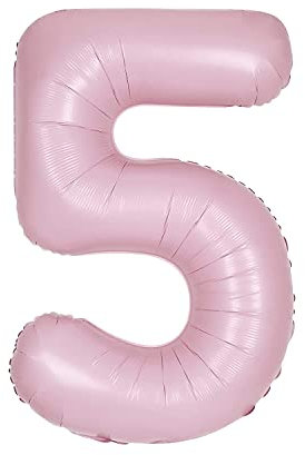 Giant Foil Number 5 Balloon - 86 cm - Matte Baby Pink