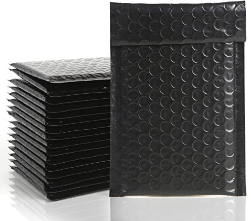 VEYLIN 12Pcs Poly Bubble Mailers, 11x19cm Padded Envelopes, Bubble Lined Wrap Polymailer Bags for Shipping(Black)