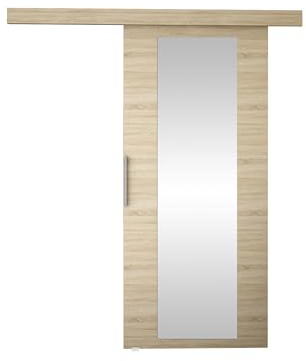 Schiebetürsystem Pikano IV mit Selbstschließer Zimmertür Aluminiumgriffe Komplett-Set für Schiebetüren, Tür Innentüren Trennwände (Sonoma/Spiegel, Modell: 70)