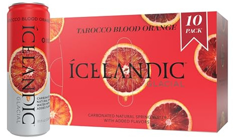 Icelandic Glacial Sparkling Water, Tarocco Blood Orange, 330 ml Cans, 10 Count