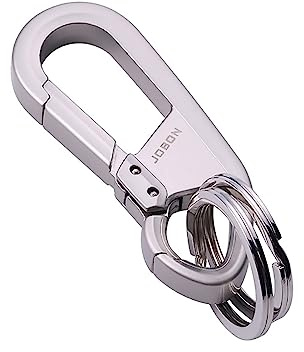 Lahviuu Moschettone Portachiavi, Keychain in Lega di Zinco per Moto e Auto con 2 Anelli Portachiavi, Porta Chiavi con Moschettoni per uomo e Donna Argento