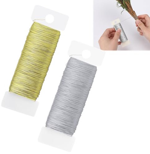 Basteldraht,Blumendraht,Schmuckdraht,Wickeldraht,Floristendraht,Schmuck Draht,Draht zum Basteln,Schmuck Häkeldraht,Farbig Lackierter Kupferdraht,zum Basteln von Schmuck(Gold,Silber,100m)