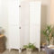 Home Source Room Divider Folding Screen, 3-Panel Rustic Paulownia Wood, White