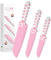 MEOWKIT Messerset, 3-tlg Scharfes Küchenmesser Set mit Niedlichem Katzenpfoten-Patentgriff, Edelstahl Kochmesser Set ink. Santoku Messer, Allzweckmesser & Schälmesser, Rosa