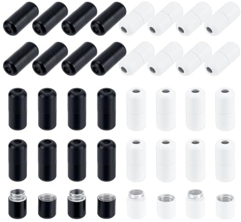 AHANDMAKER 40 cierres de cordones con hebilla. 2 colores de aluminio elástico sin cordones tensores conectores extremos de cordones para zapatillas deportivas zapatillas de correr zapatos casuales