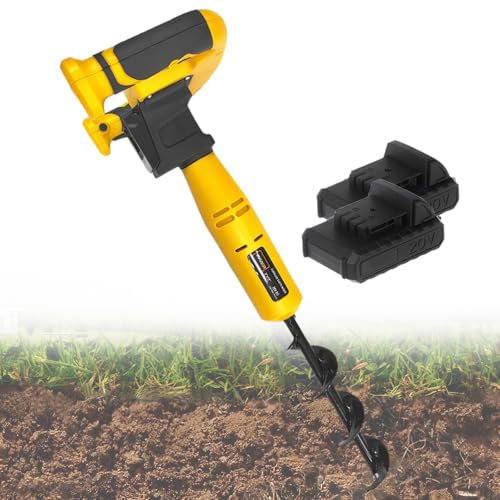 DryiC Barrena inalámbrica para Postes de Cerca: Excavadora eléctrica de Orificios para Postes con Broca en Espiral y 2 baterías, Postes de cercas de barrena eléctrica para Plantar