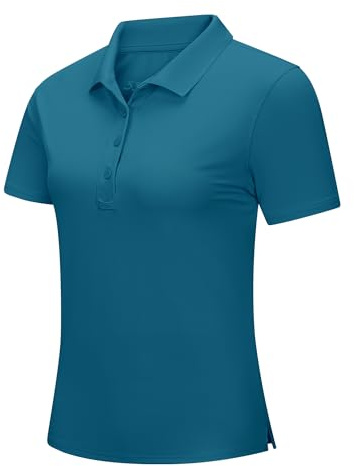 33,000ft Polo de golf para mujer, protección solar, protección UV, verano, manga corta, camiseta de secado rápido, camiseta deportiva para exteriores, transpirable, funcional para golf, tenis, Azul