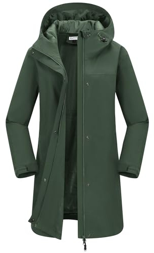 33,000ft Women's Rain Jacket Long Hooded Trenchcoat Waterproof Windbreaker | Lightweight Trench Coat, Ladies Raincoat, Breathable Outdoor Jacket, Windproof Outerwear, Sportsjacket with Pockets
