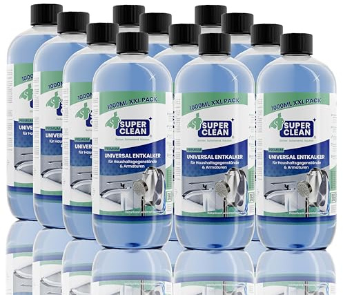 SUPER CLEAN Universal avkalkare flytande | Högkoncentrerad & mångsidig | 12 × 1 L | För vattenkokare, kranar, dusch, duschhuvud, badrum & kök | Skonsam mot material & effektiv