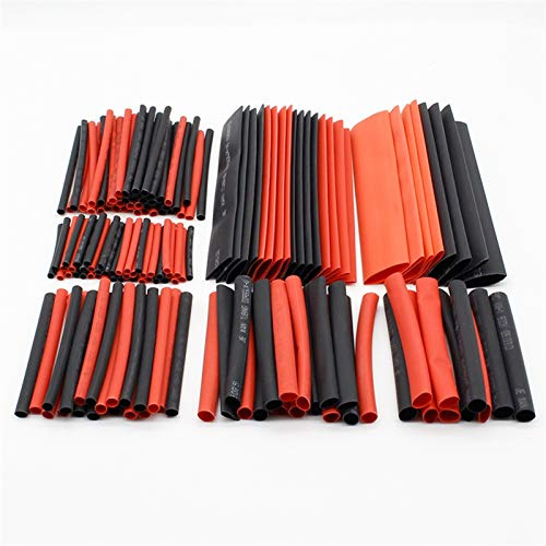 Fymlok Guaine per Cavi,Guaina Cavi 150 Pezzi Assortimento Nero e Rosso Assortimento di Calore Tubo termorestringente Tubo Auto Cavo Cavo Kit Filo Avvolgente