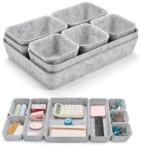 Lureon Schubladen Organizer Filz - Filzschale Drawer Organizer Schublade, Schubladeneinsatz Büro Ordnungssystem, Schminktisch Organizer für Schublade, Büro & Home Schrank Aufbewahrungsbox Organiser