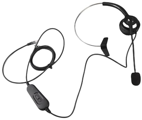Alomejor Telefonheadset med Mikrofon och Ljudkontroll för Tydlig Kommunikation i Callcenter och Kontor, Justerbart Pannband och Bekväma öronkuddar