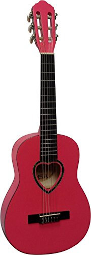 1/4 GITARRE - KINDERGITARRE - TEENY - PINK - SCHALLLOCH IN HERZFORM - CLASSIC INSTRUMENT - K6