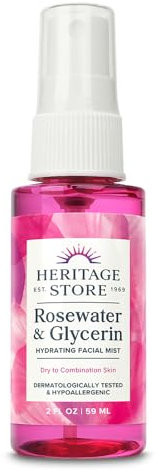 Heritage - Agua de rosa y niebla hidratante con glicerina - 2 oz líquido