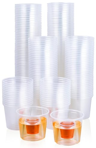 JOLLY CHEF 200 Disposable Bomber Cups Jager Bomb Shot Glasses plastic, Highly Durable and Reusable Shot Cups,Perfect for Wedding, Thanksgiving, Halloween, Christmas Party