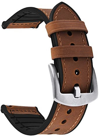 Fullmosa Bracelet de Montre Cuir 22mm Compatible avec Garmin Venu 3, Venu 2, Vivoactive 4(45mm), Garmin Forerunner 255/255 Music/Forerunner 265,Marron+Boucle Argent