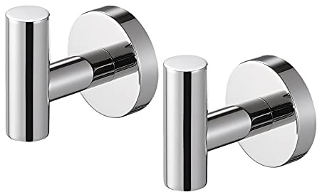 KES Ganci Portasciugamani Gancio Appendiabiti Asciugamano Gancio da Parete Acciaio Inox 18/8 Lucidato 2 Pezzi, A2164-P2