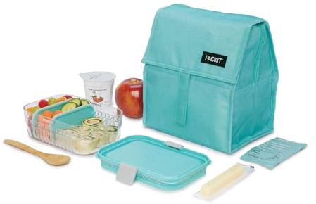 Packit Bolsa de almuerzo congelable - Menta - Paquete enfriador - Doble plana y congelada