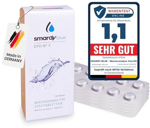 smardy 50 Pastillas DPD3 (Cloro Total) para Fotómetro – comprimidos reactivos para medidor de agua electrónico – análisis preciso para piscina, spa y acuario