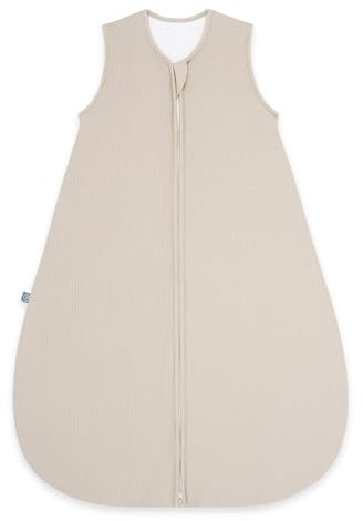 emma & noah Baby Schlafsack 2.5 TOG, Strampelsack für den Herbst und Winter in vielen Farben, Bio-Baumwolle, OEKO-TEX Zertifiziert, Schlafsack für Neugeborene (Essential Beige, 80 cm)