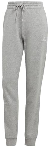 Adidas Damen Essentials Linear French Terry Cuffed Pants, Medium Grey Heather/White, L