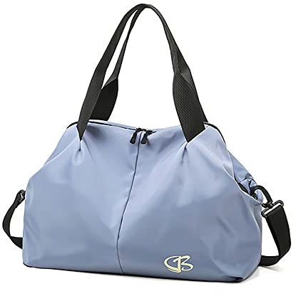 Vllcsla Sporttasche Damen Klein Reisetasche, 45x27x20 cm, mit Nassfach, Weekender Fitness Gym Bag, Sport Tasche Damen Fitnessstudio Gym Tasche, Leichte Weiche Sporttasche, Blau
