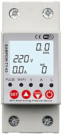RANRAO 2P 63A Leitungsschutzschalter WLAN auf DIN-Schiene 35 mm Intelligenter Schalter Fernbedienung von Tuya/Smart Life APP
