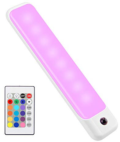 BIGMONAT LED Color Light Bar with Battery Operated,Dimmable Night Lighting, Stick On Light Bar Mulit-Color Changing for Closet,Stair,Shelf, Under Cabinet,DIY Effect (16Color Changing-Battery Powered)